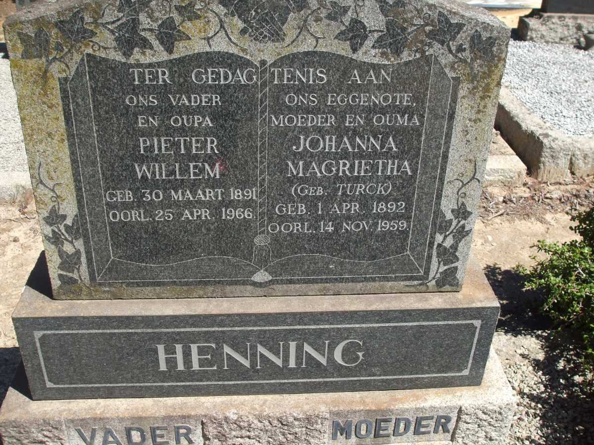 HENNING Pieter Willem 1891-1966 &amp; Johanna Magrietha TURCK 1892-1959