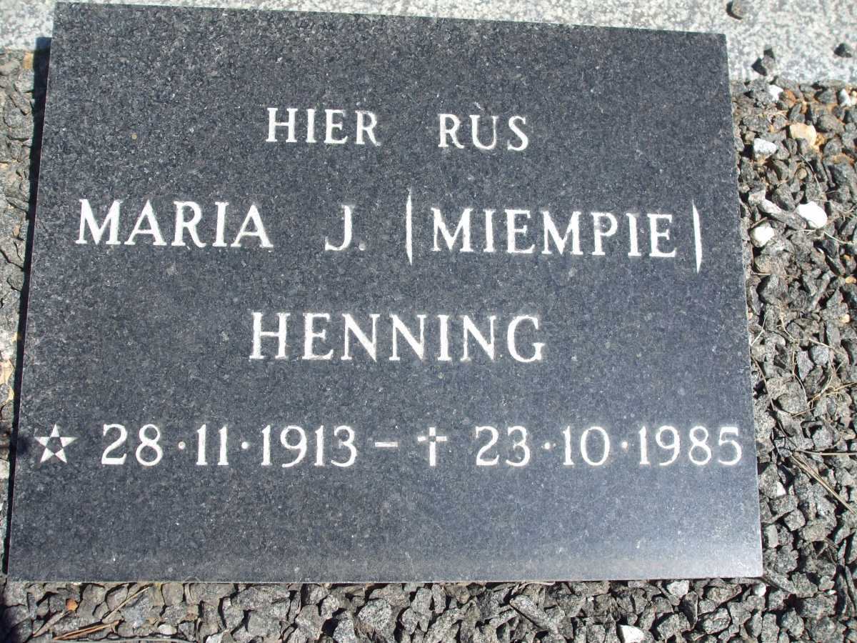 HENNING Maria J. 1913-1985