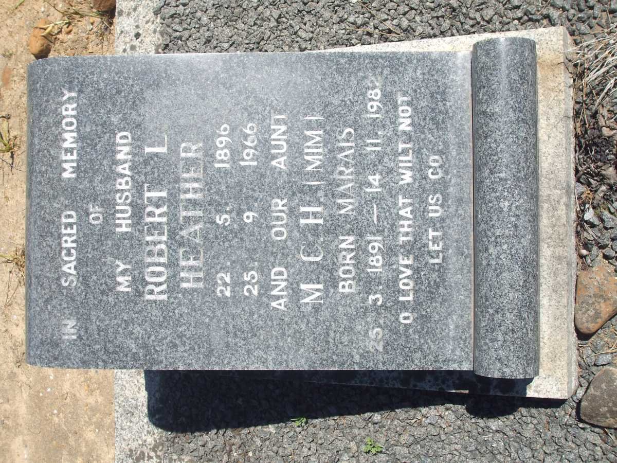 HEATHER Robert L. 1896-1966 &amp; M.C.H. MARAIS 1891-1982