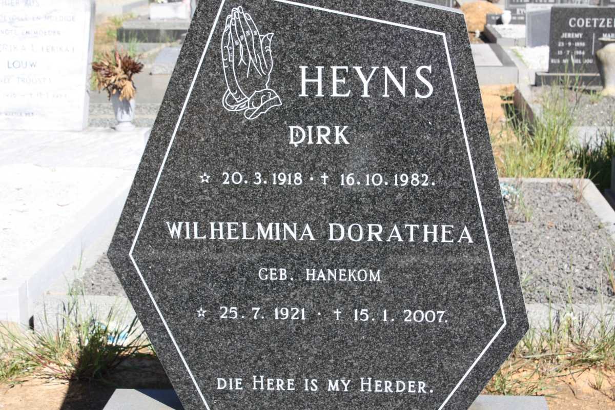 HEYNS Dirk 1918-1982 &amp; Wilhelmina Dorathea HANEKOM 1921-2007