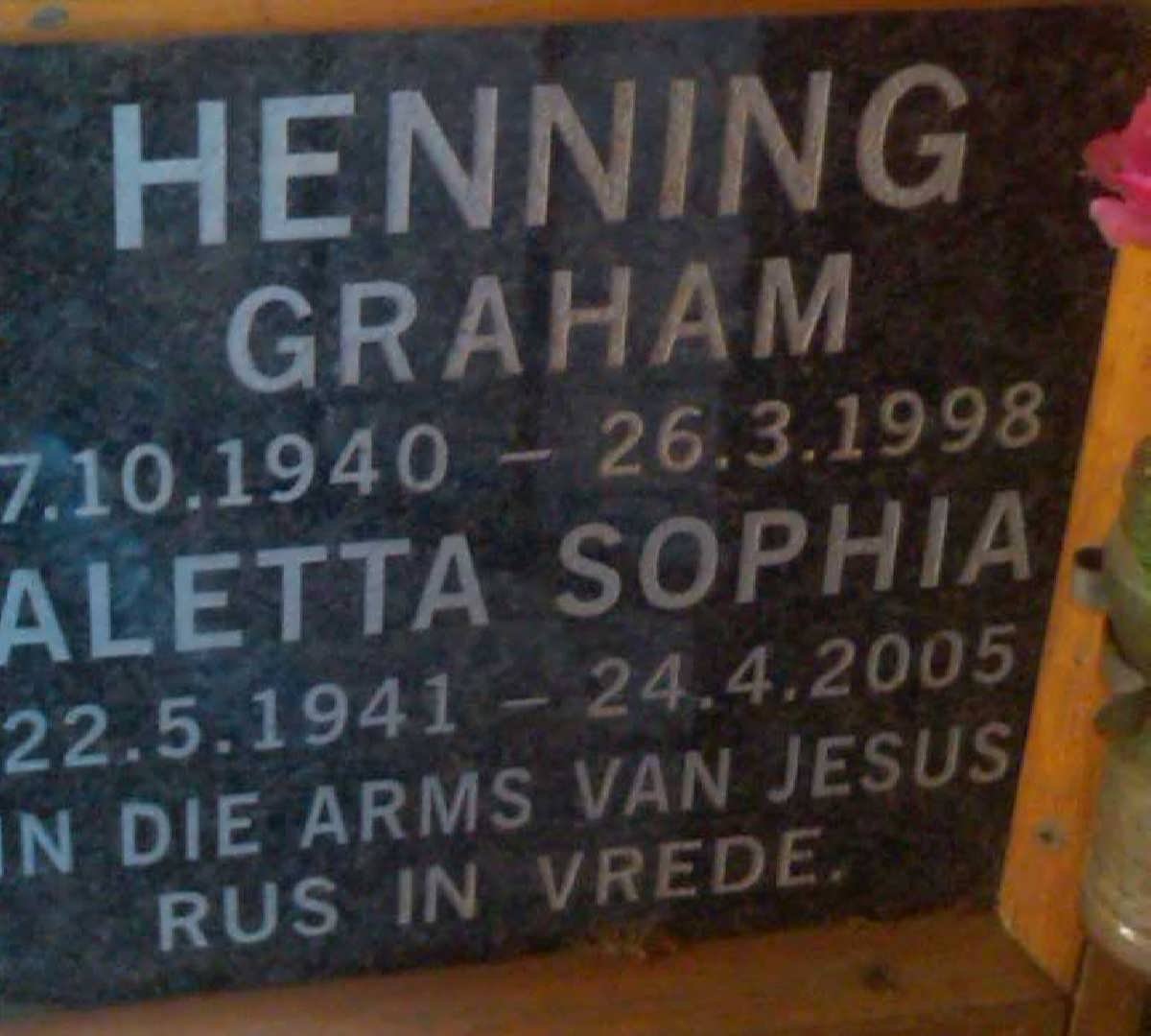 HENNING Graham 1940-1998 Aletta Sophia 1941-2005