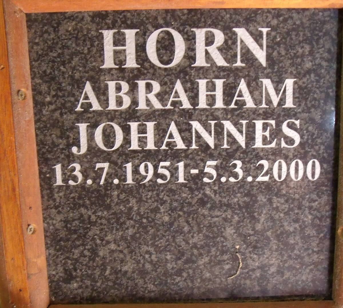 HORN Abraham Johannes 1951-2000