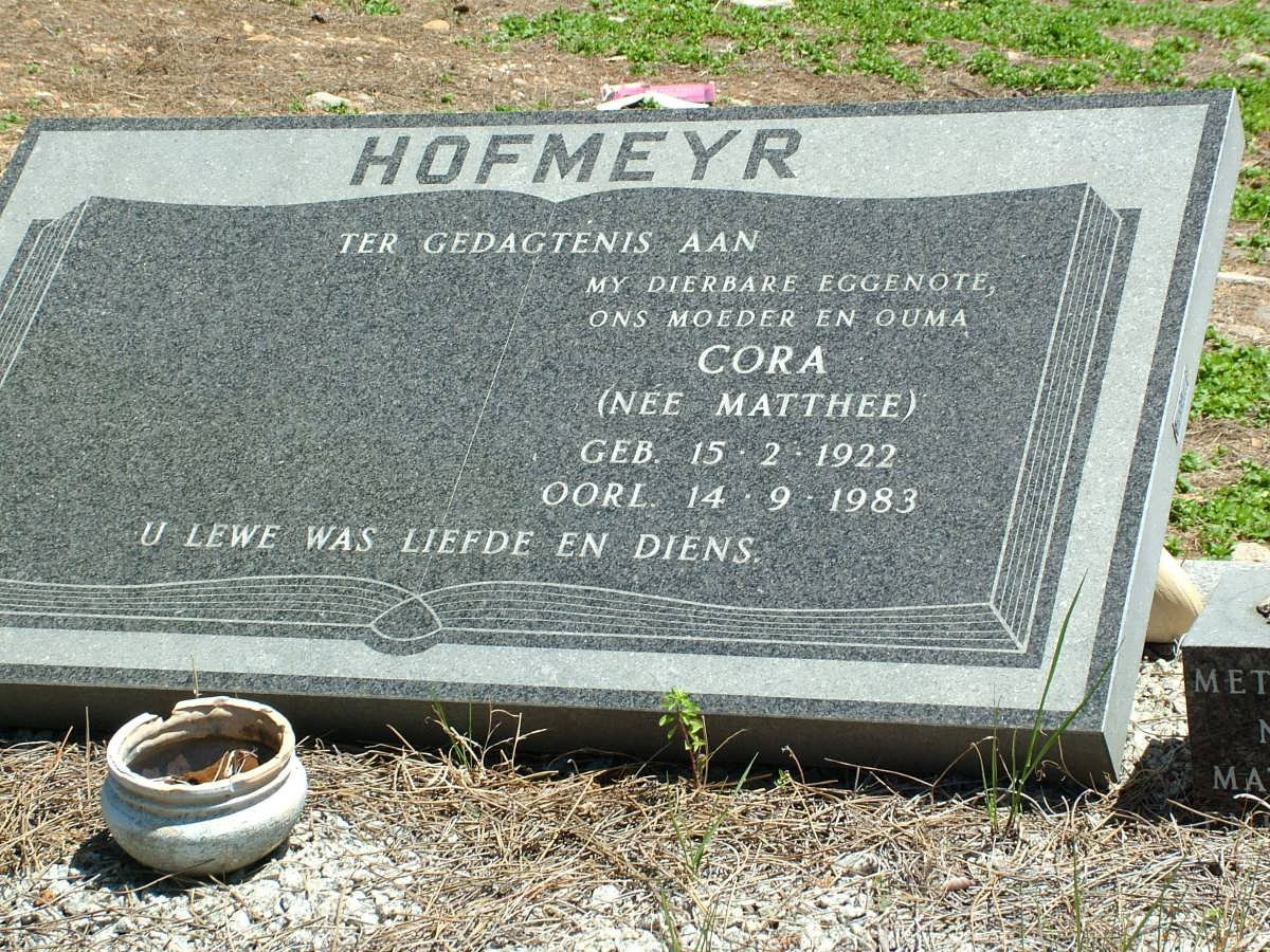 HOFMEYR Cora nee MATTHEE 1922-1983