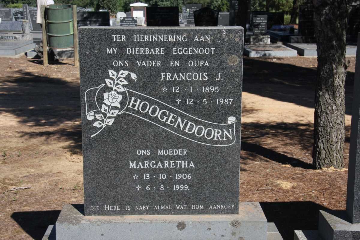 HOOGENDOORN Francois J. 1895-1987 &amp; Margaretha 1906-1999