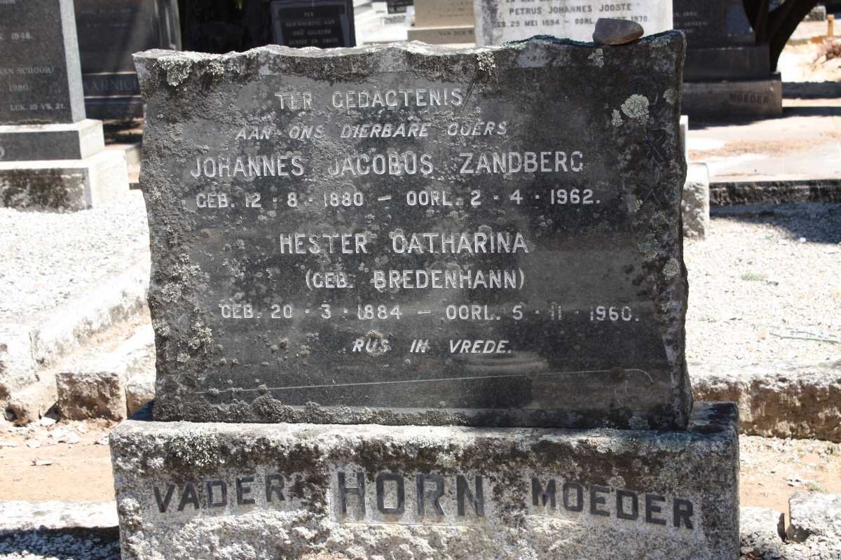 HORN Johannes Jacobus Zandberg 1880-1962 &amp; Hester Catharina BREDENHANN 1884-1960