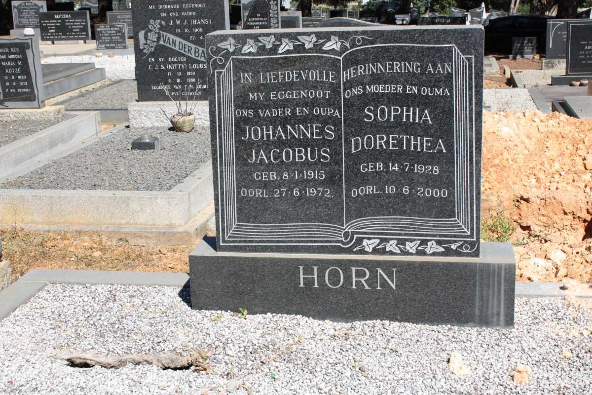 HORN Johannes Jacobus 1915-1972 &amp; Sophia Dorethea 1928-2000