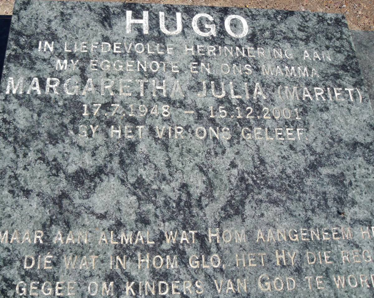 HUGO Margaretha Julia 1948-2001