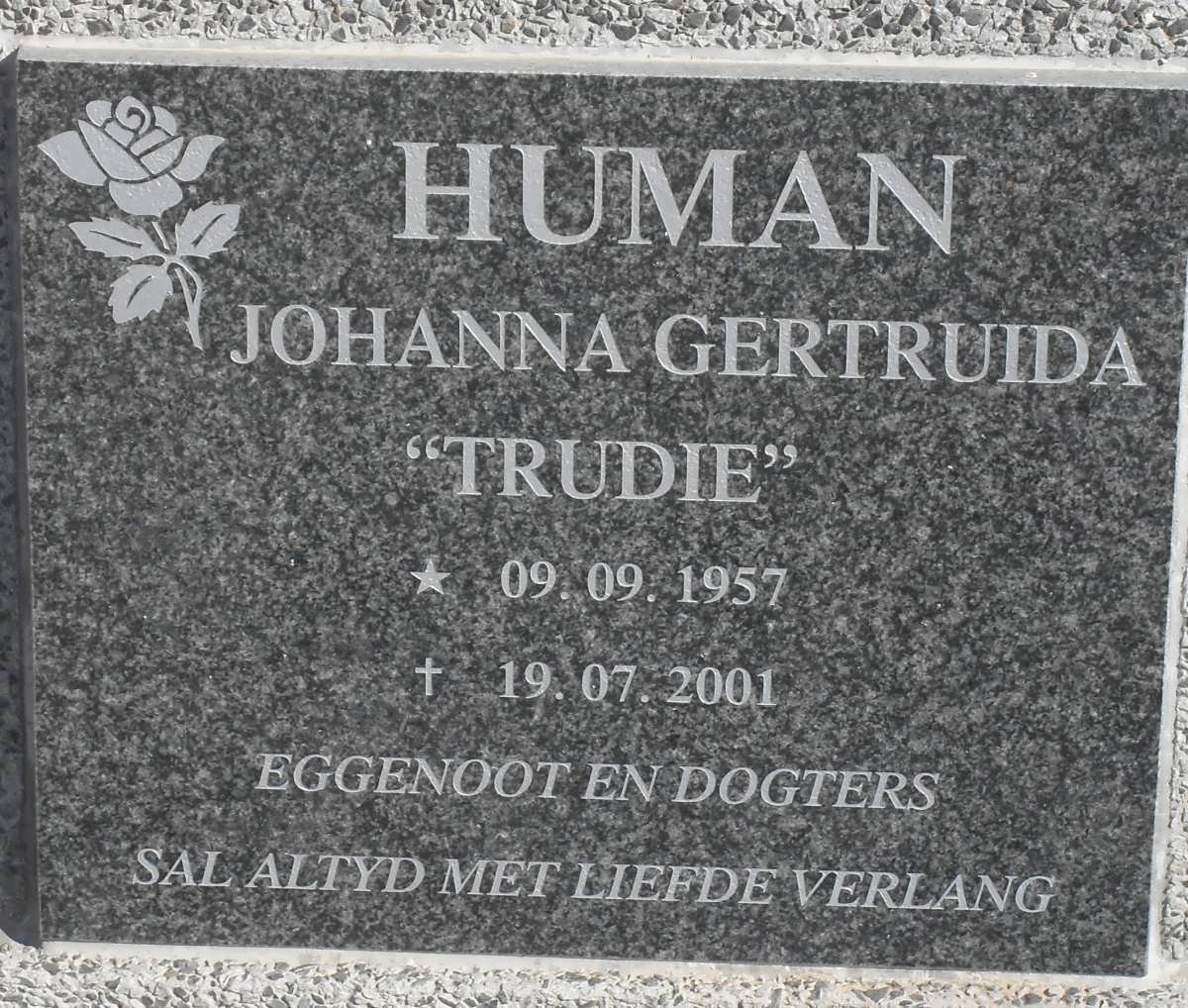 HUMAN Johanna Gertruida 1957-2001