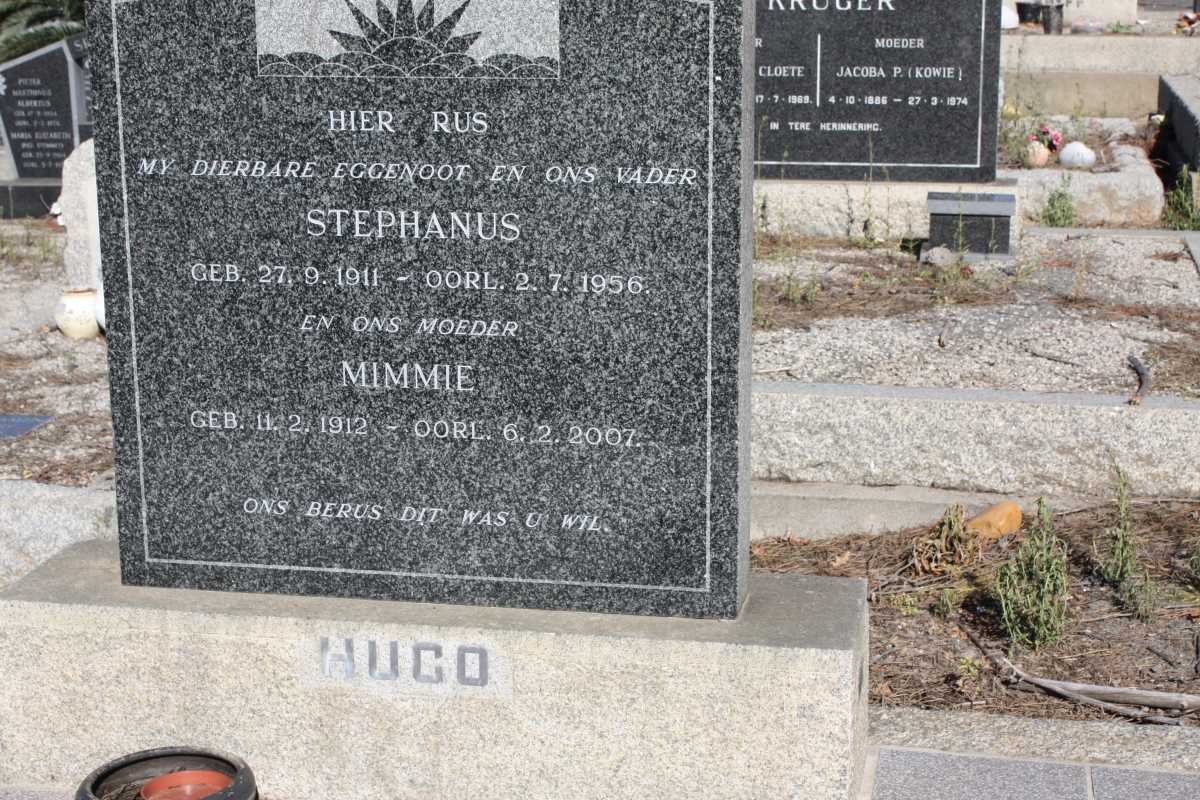 HUGO Stephanus 1911-1956 &amp; Mimmie 1912-2007