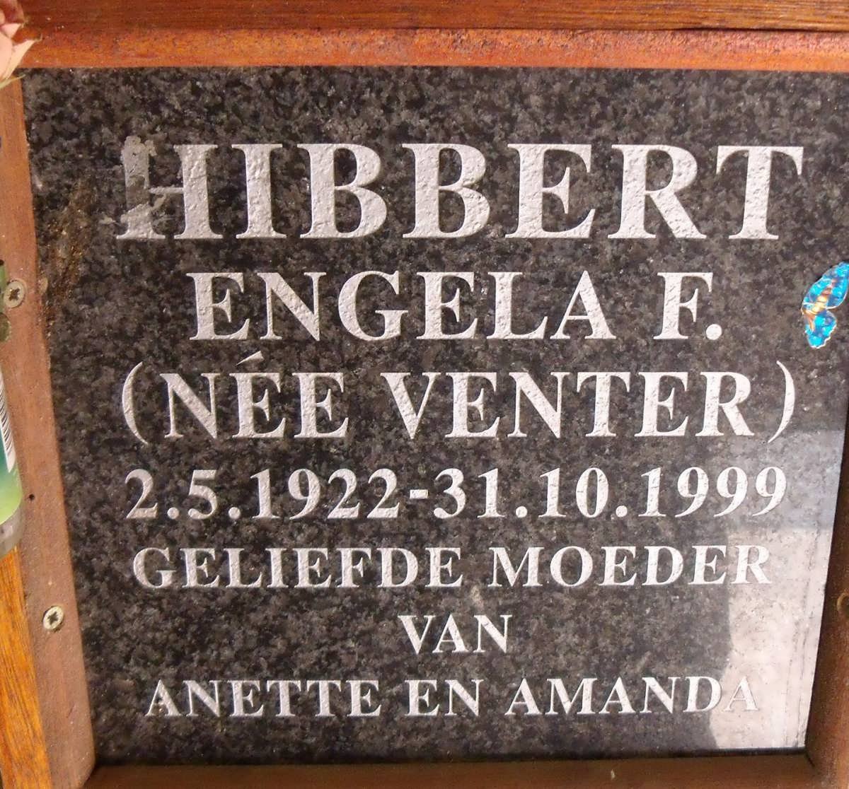 HIBBERT Engela F. nee VENTER 1922-1999