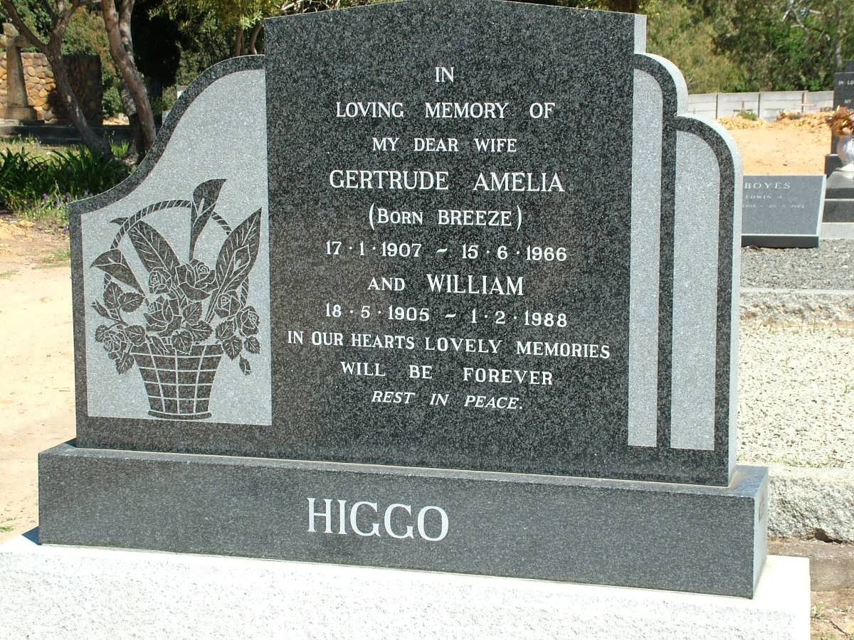 HIGGO William 1905-1988 &amp; Gertrude Amelia BREEZE 1907-1966