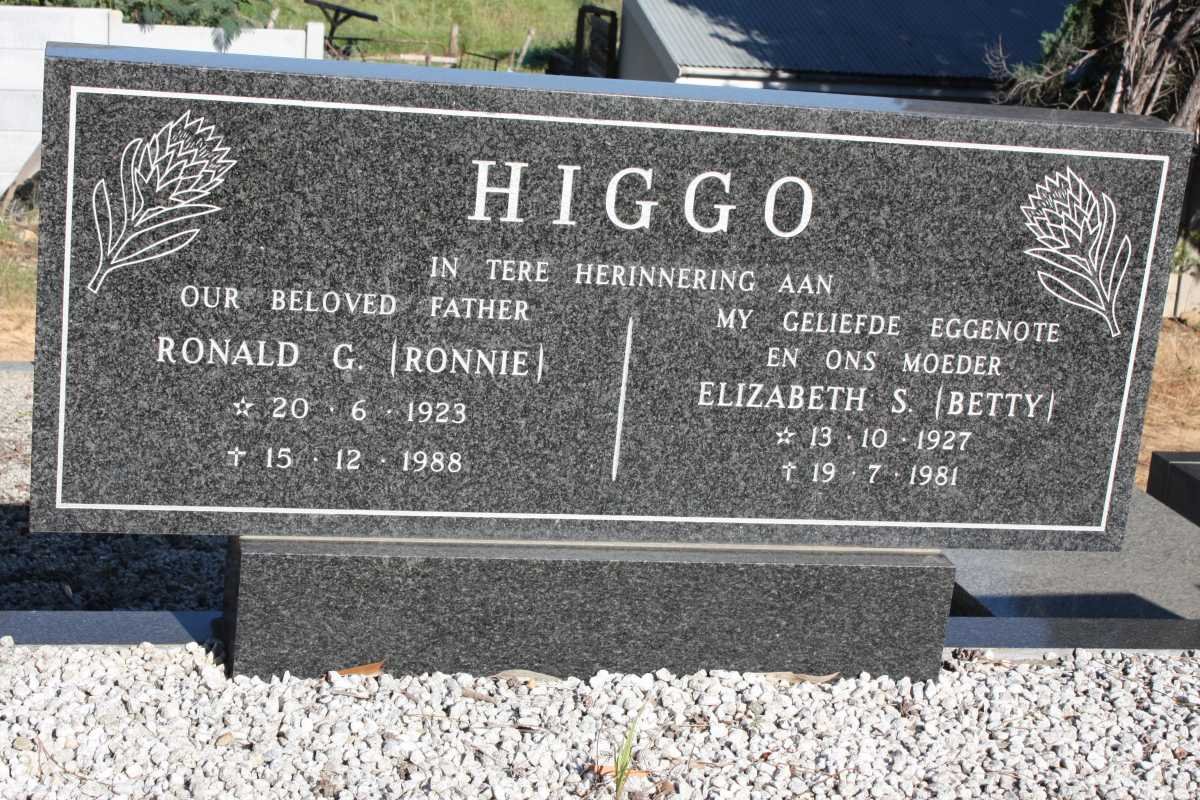HIGGO Ronald G. 1923-1988 &amp; Elizabeth S. 1927-1981