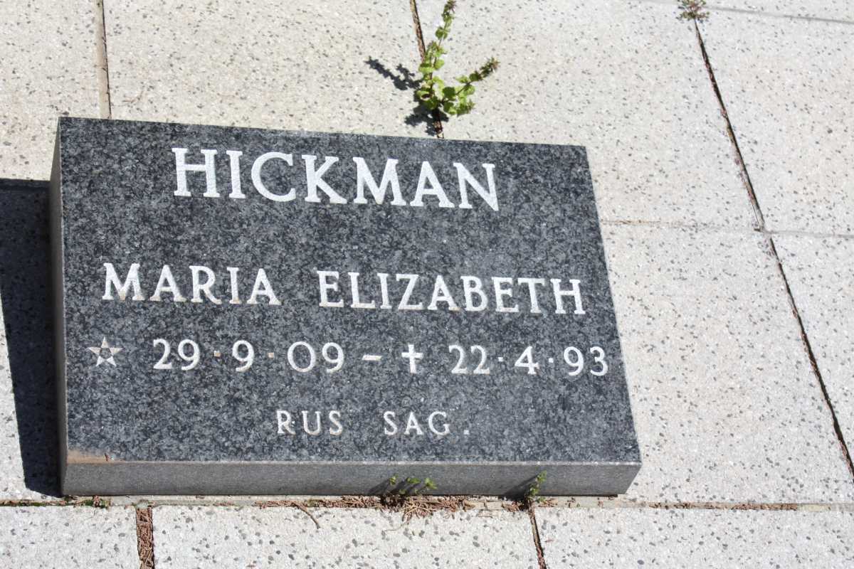 HICKMAN Maria Elizabeth 1909-1993