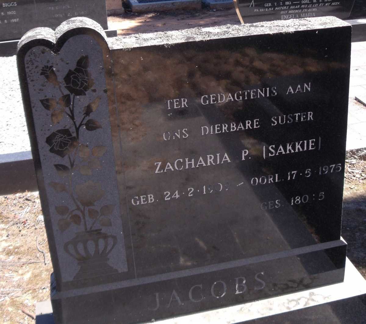 JACOBS Zacharia P. 1909-1975