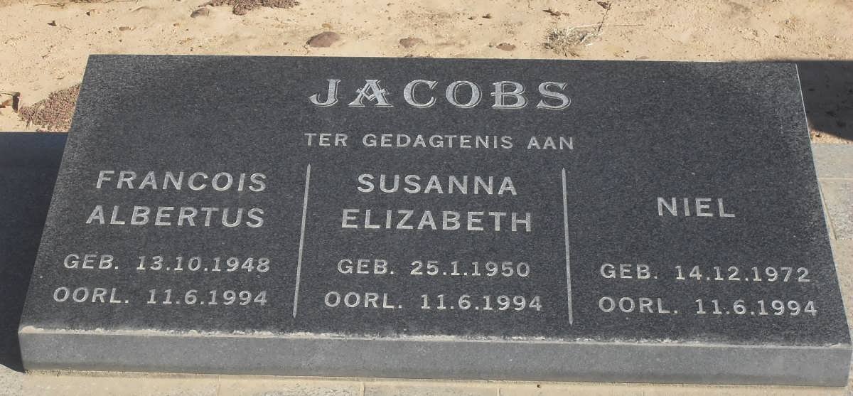 JACOBS Francois Albertus 1948-1994 &amp; Susanna Elizabeth 1950-1994 :: JACOBS Niel 1972-1994