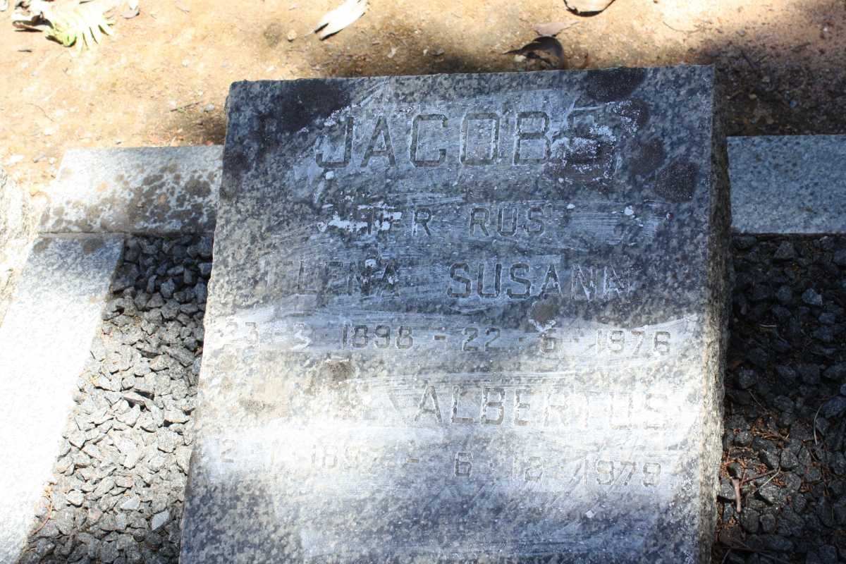 JACOBS ? Albertus 1887-1979 &amp; Helena Susanna 1898-1976
