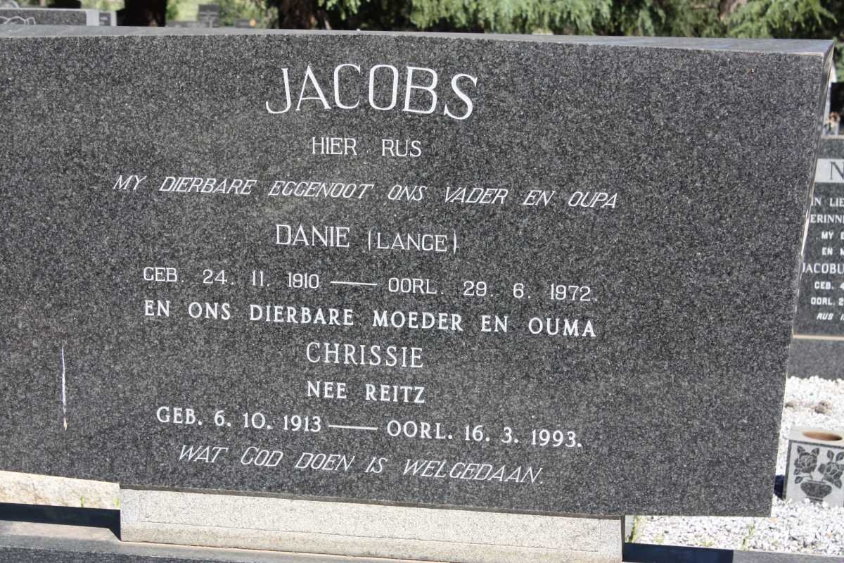 JACOBS Danie 1910-1972 &amp; Chrissie REITZ 1913-1993