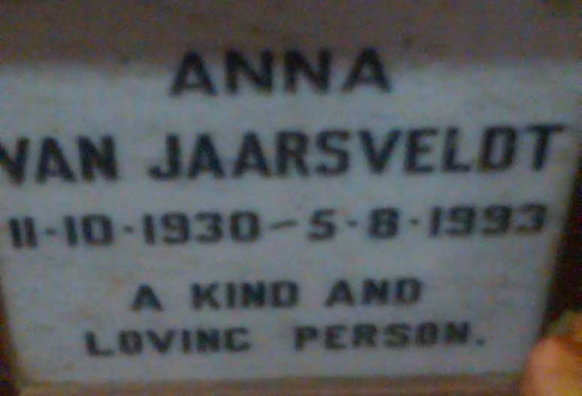 JAARSVELDT Anna, van 1930-1993