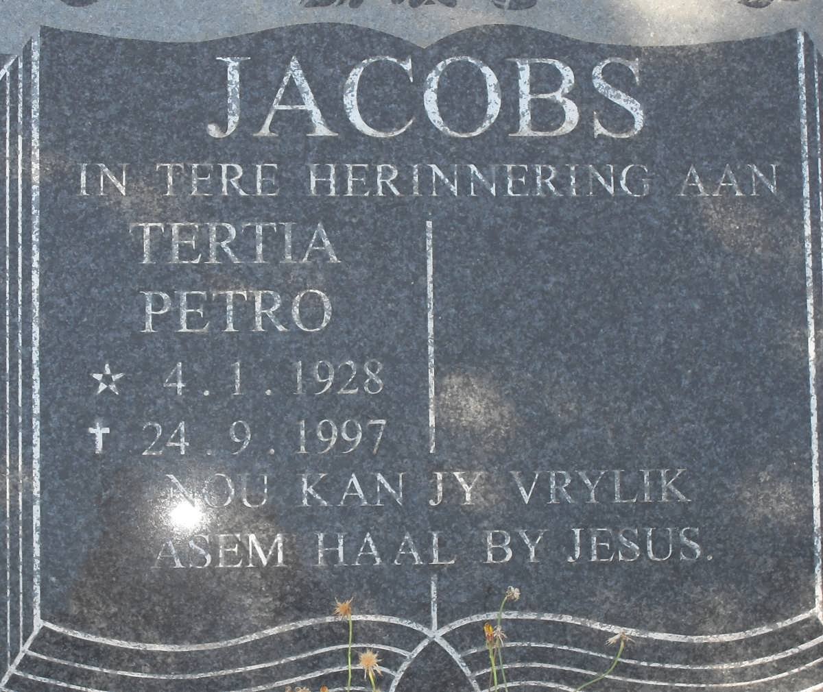 JACOBS Tertia Petro 1928-1997