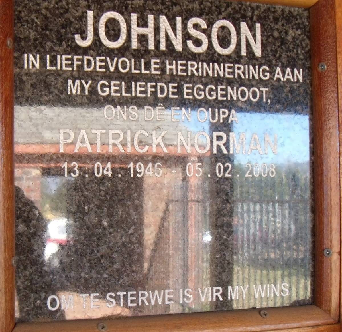 JOHNSON Patrick Norman 1946-2008