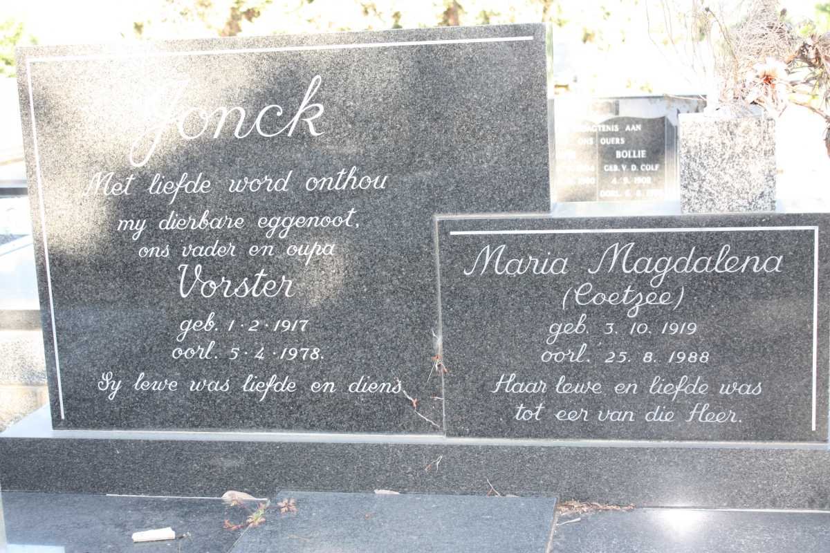 JONCK Vorster 1917-1978 &amp; Maria Magdalena COETZEE 1919-1988