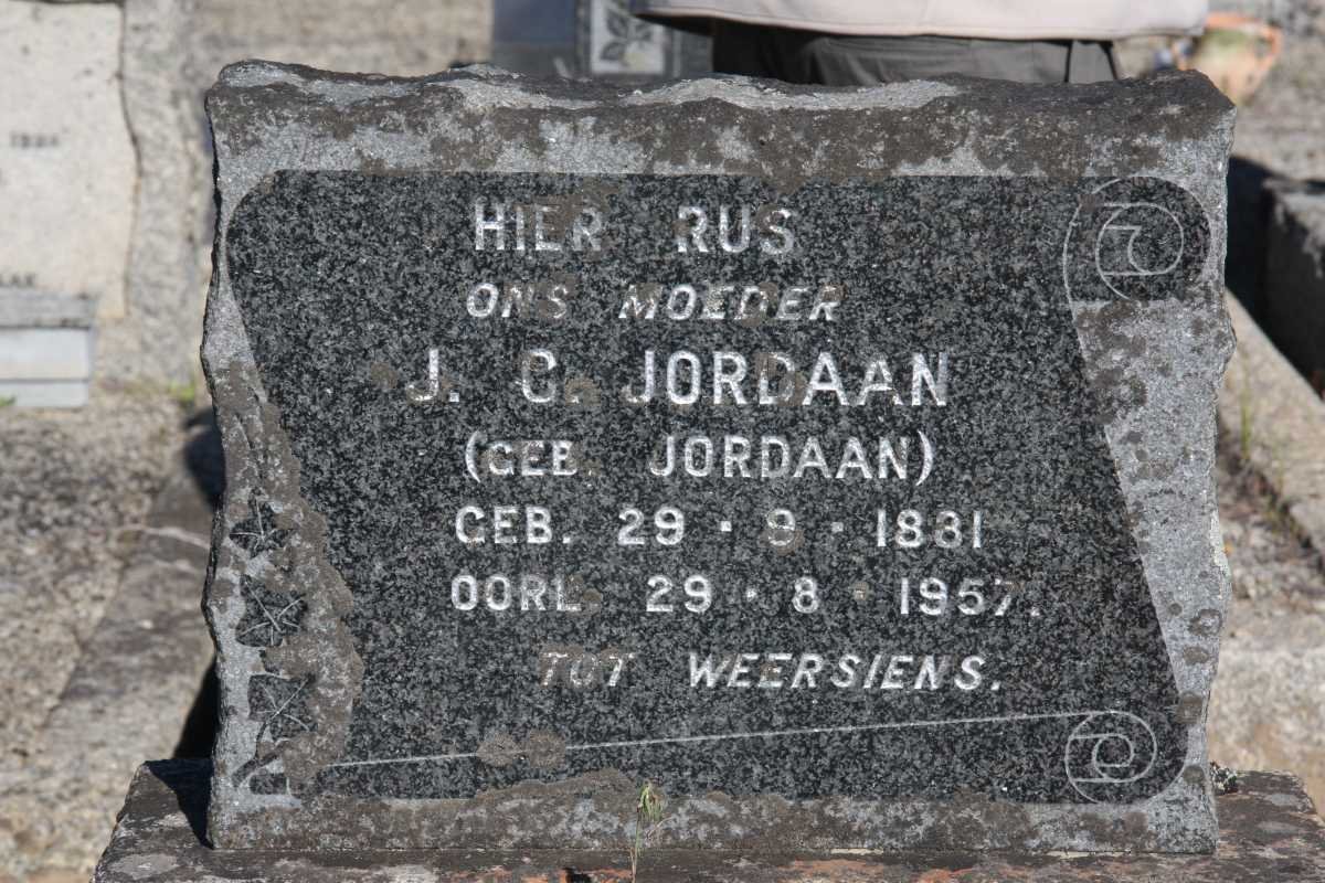 JORDAAN J.C. nee JORDAAN 1881-1957