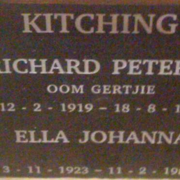 KITCHING Richard Peter J. 1919-1995 &amp; Ella Johanna 1923-1985