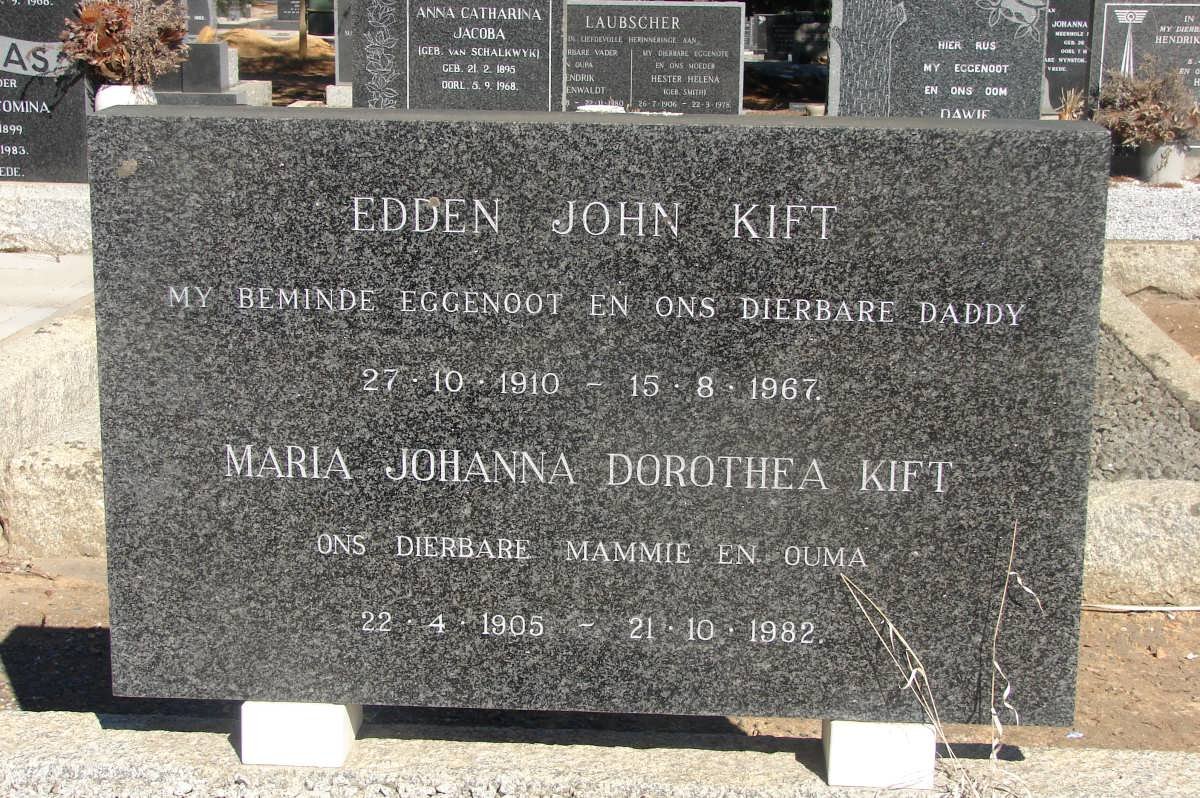 KIFT Edden John 1910-1967 &amp; Maria Johanna Dorothea 1905-1982