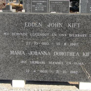 KIFT Edden John 1910-1967 &amp; Maria Johanna Dorothea 1905-1982