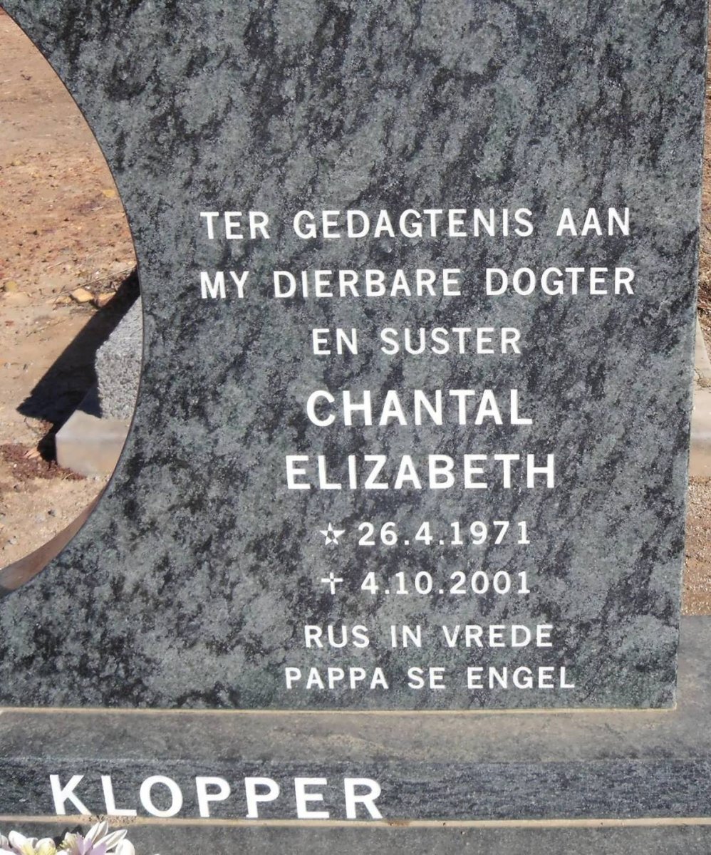 KLOPPER Chantal Elizabeth 1971-2001
