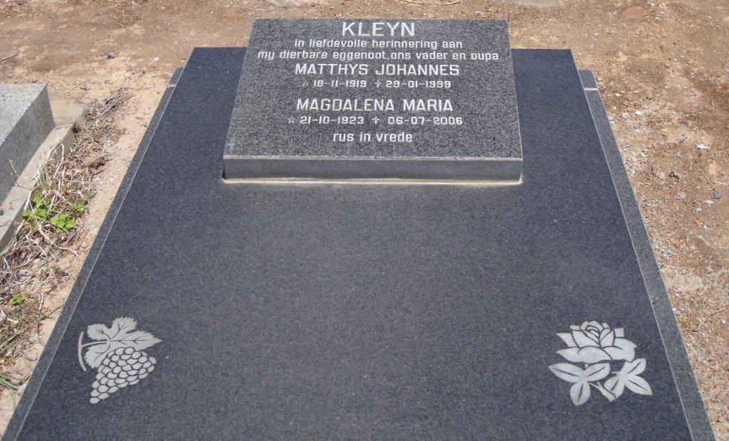 KLEYN Matthys Johannes 1919-1999 &amp; Magdalena Maria 1923-2006