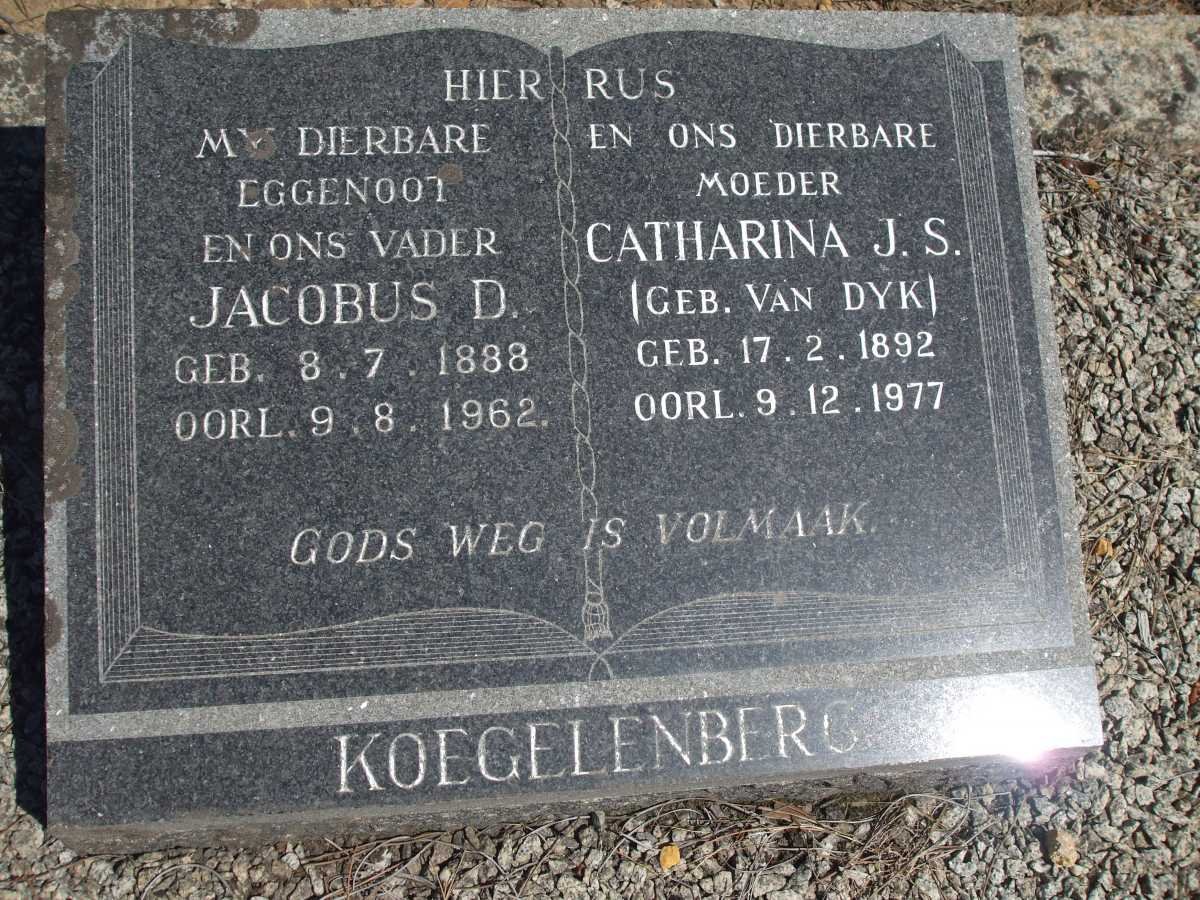 KOEGELENBERG Jacobus D. 1888-1962 &amp; Catharina J.S. VAN DYK 1892-1977