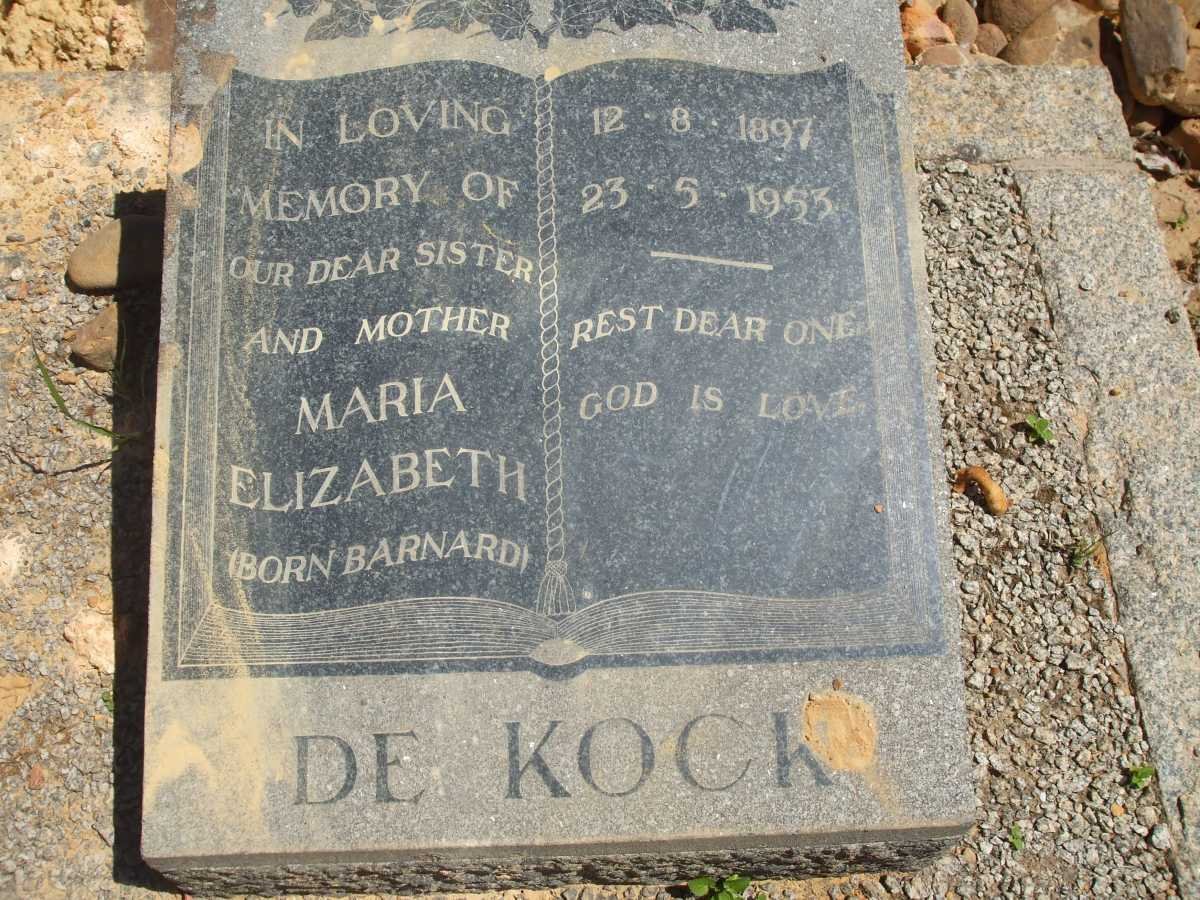 KOCK Maria Elizabeth, de nee BARNARD 1897-1953  