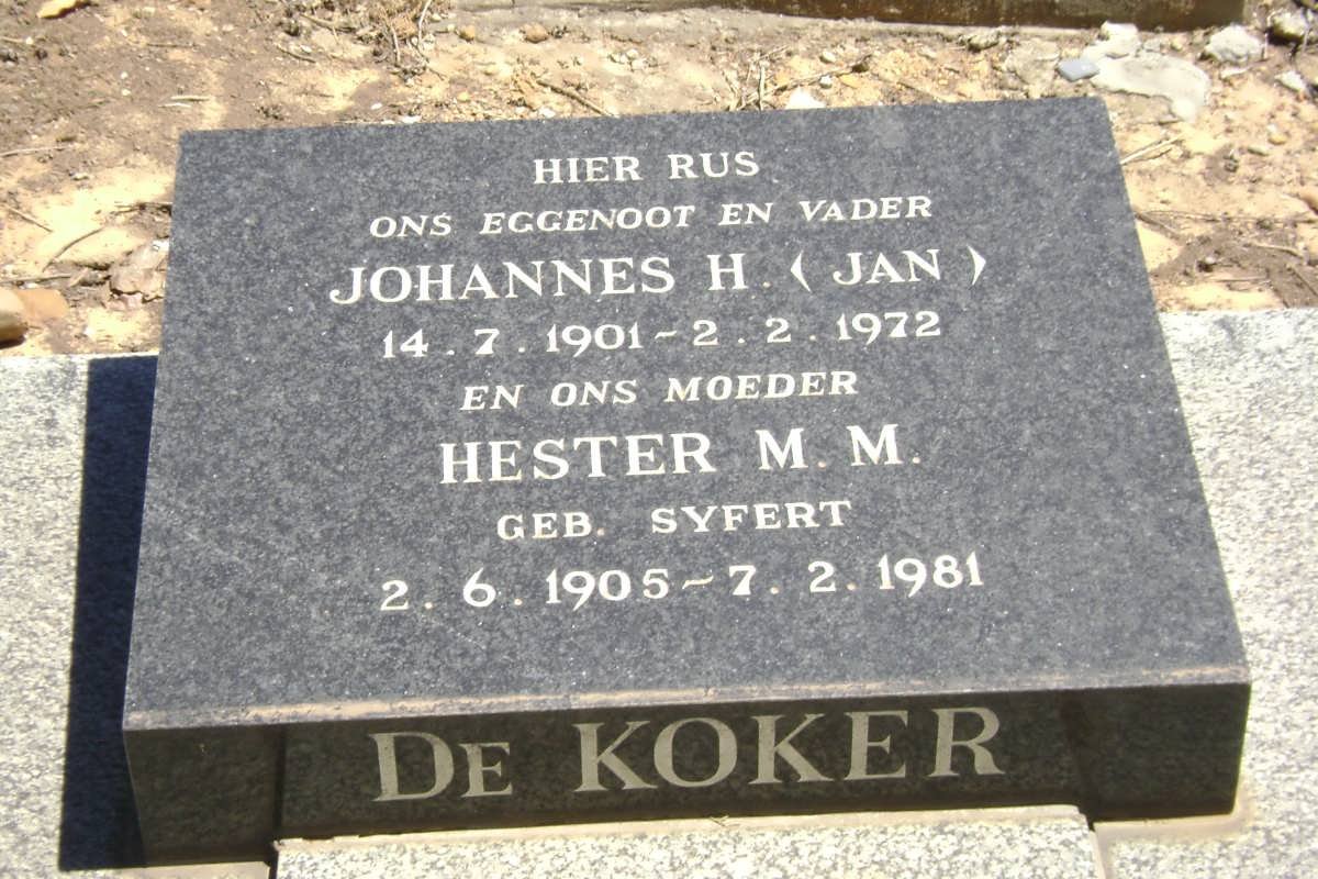 KOKER Johannes H., de 1901-1972 &amp; Hester M.M. SYFERT 1905-1981