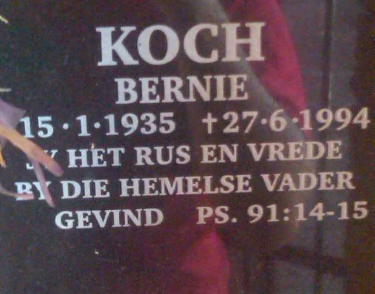 KOCH Bernie 1935-1994