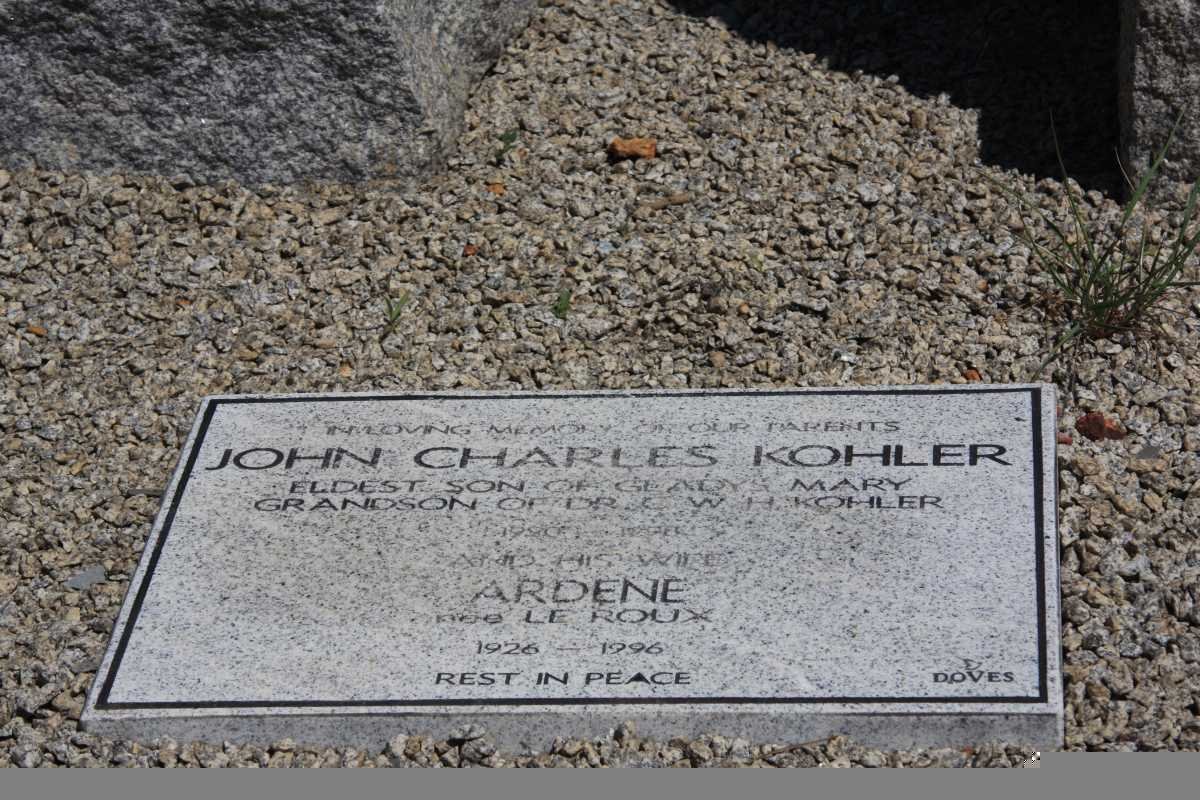 KOHLER John Charles &amp; Ardene LE ROUX 1926-1996