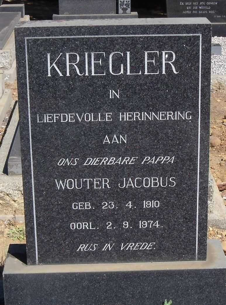 KRIEGLER Wouter Jacobus 1910-1974
