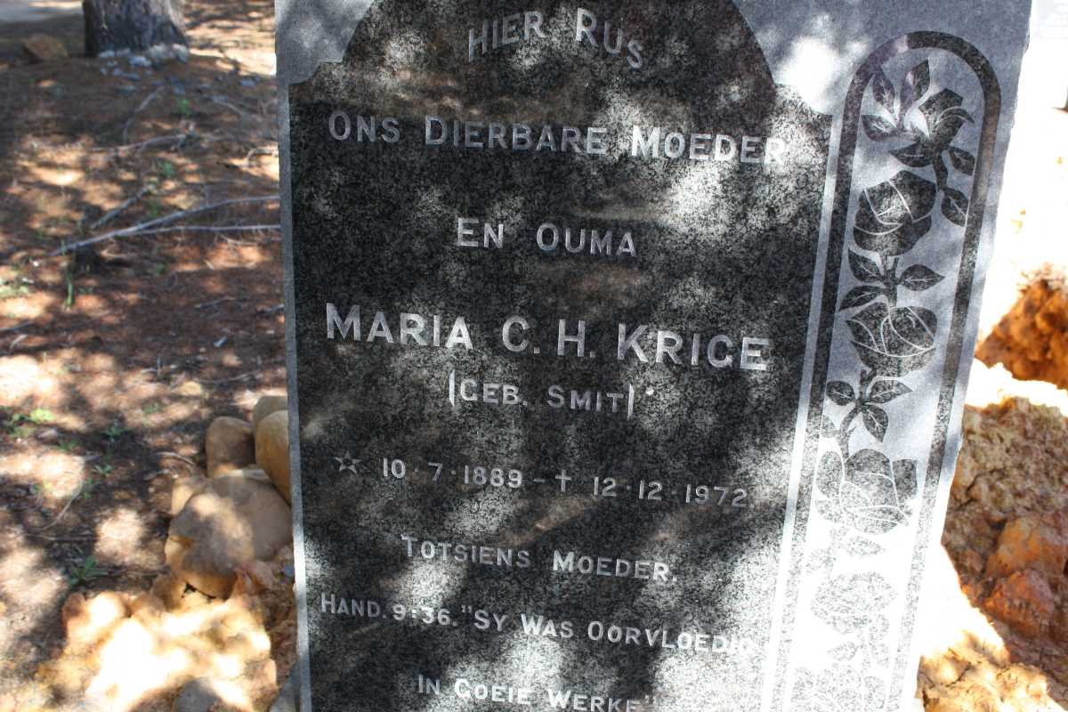 KRIGE Maria C.H. nee SMIT 1889-1972 