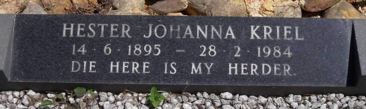 KRIEL Hester Johanna 1895-1984