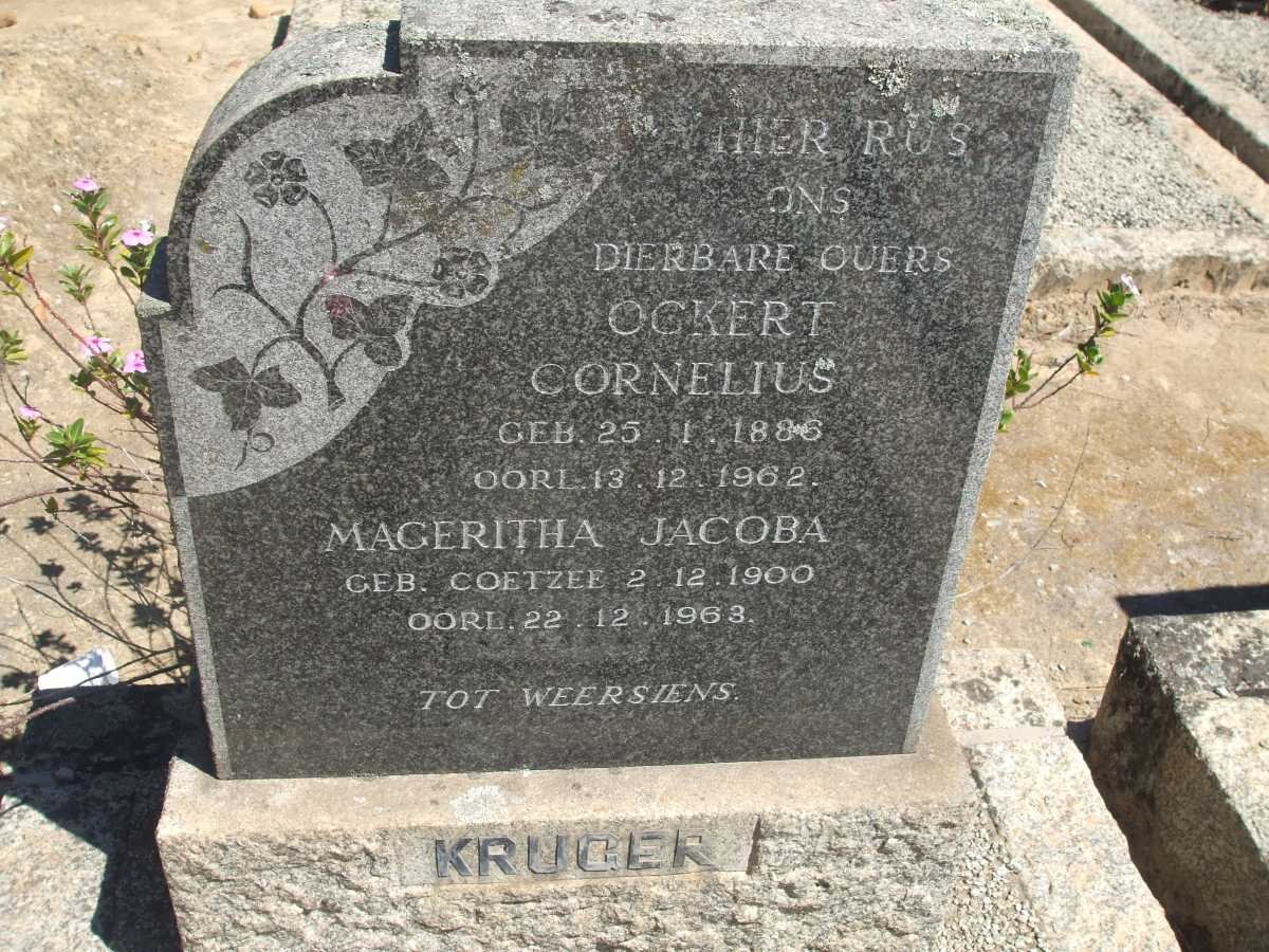 KRUGER Ockert Cornelius 1886-1962 &amp; Mageritha Jacoba COETZEE1900-1963