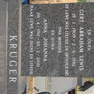 KRUGER Gert Abraham Lewis 1909-1982 &amp; Anna Johanna 1912-2001