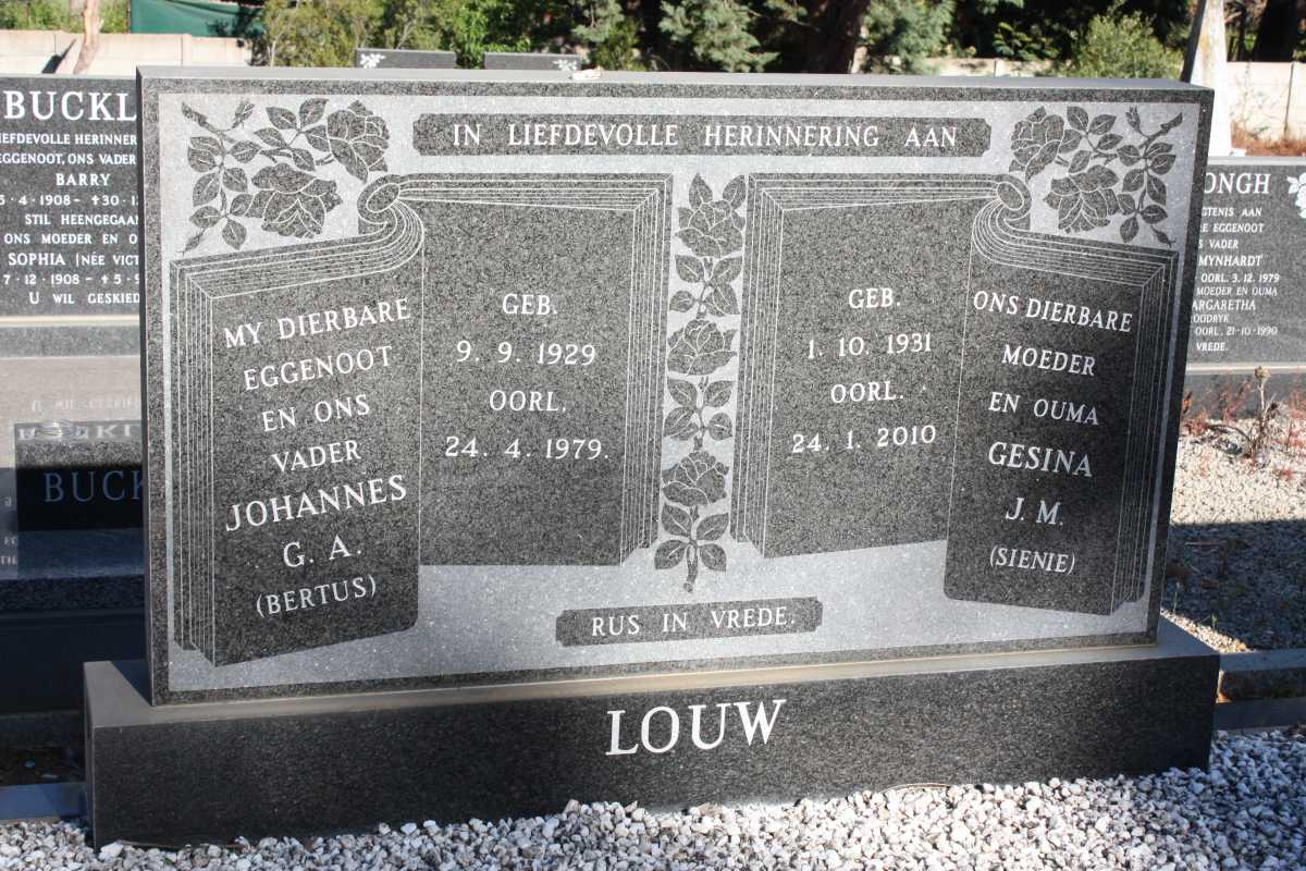 LOUW Johannes G.A. 1929-1979 & Gesina J.M. 1931-2010