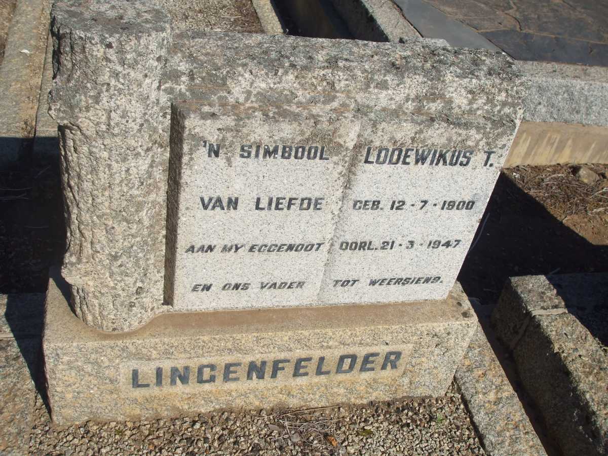 LINGENFELDER Lodewikus T. 1900-1947