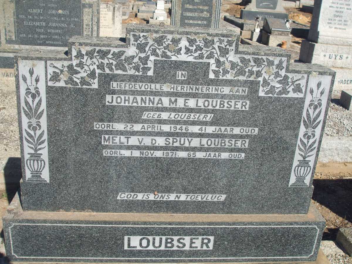 LOUBSER Melt v.d. Spuy -1971 & Johanna M.E. LOUBSER -1946