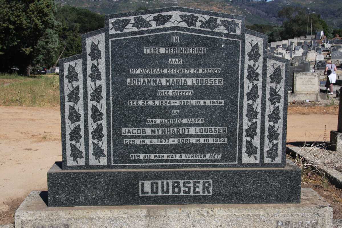 LOUBSER Jacob Mynhardt 1877-1959 & Johanna Maria GREEFF 1884-194?