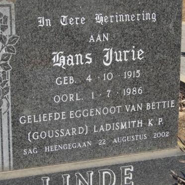 LINDE Hans Jurie 1915-1986 & Bettie GOUSSARD -2002