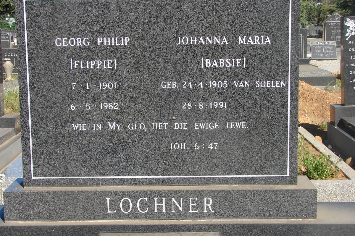 LOCHNER Georg Philip 1901-1982 & Johanna Maria VAN SOELEN 1905-1991