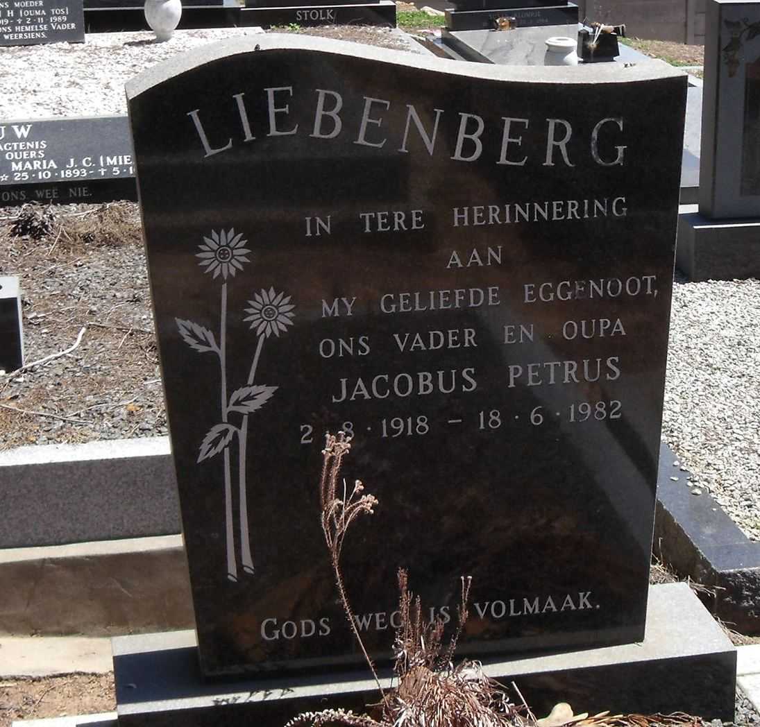 LIEBENBERG Jacobus Petrus 1918 - 1982