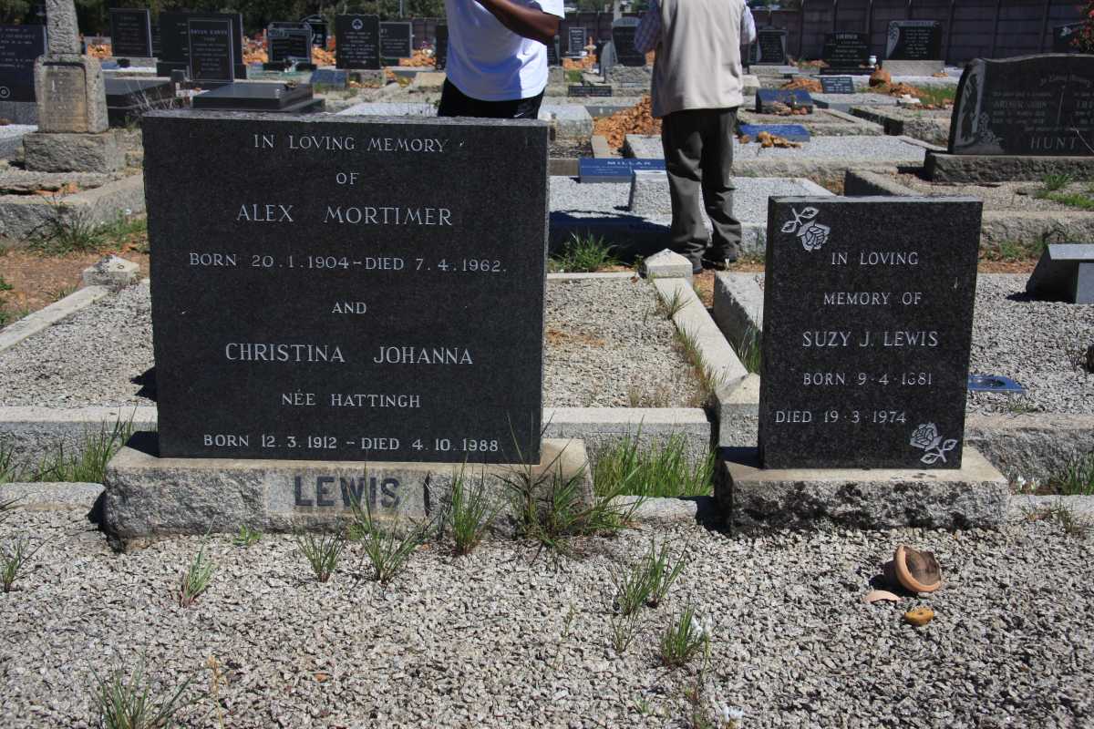 LEWIS Alex Mortimer 1904-1962 & Christina Johanna HATTINGH 1912-1988 :: LEWIS Suzy J. 1881-1974