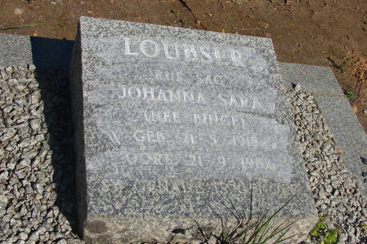 LOUBSER Johanna Sara nee BINGE 1915-1982